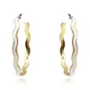Michael Nash Jewelry Women's White Enamel And Gold Wavy Hoop Earrings