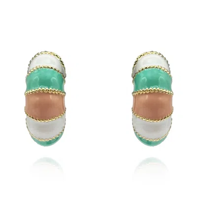 Michael Nash Jewelry Women's White Gold-plated Multi Color Enamel Clip-on Earrings
