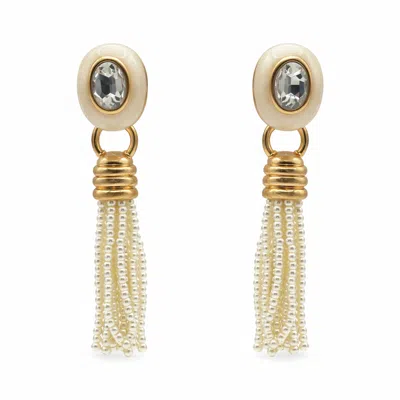 Michael Nash Jewelry Women's White Grace Mother Of Pearl Resin Earrings With Pearl Removable Drop