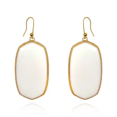 Michael Nash Jewelry Women's White Hand Enameled Drop Earrings On French Wire