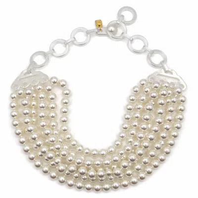 Michael Nash Jewelry Women's White Juliette Multi Strand Pearl Resin Necklace