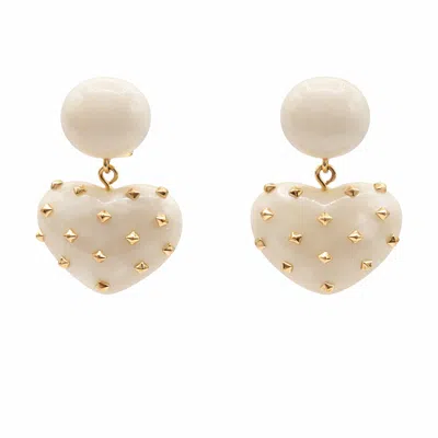 Michael Nash Jewelry Women's White Lavinia Mother Of Pearl Resin Studded Heart Drop Earrings