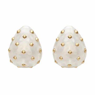 Michael Nash Jewelry Women's White Maristella Mother Of Pearl Studded Resin Pierced Hoop Earrings