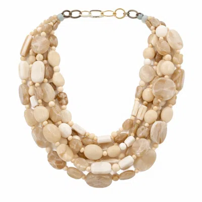 Michael Nash Jewelry Women's White Otilia Multi Strand Shades Of Ivory Resin Beads