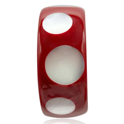 Michael Nash Jewelry Women's White / Red Burgundy And Mother Of Pearl Deco-style Spotted Bracelet In Multi