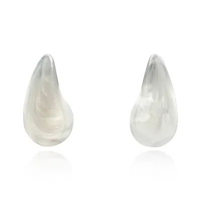 Michael Nash Jewelry Women's White Resin Pierced Hoop Earrings