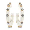 Michael Nash Jewelry Women's White Translucent Resin Hoop Earrings With Crystal Accents In White