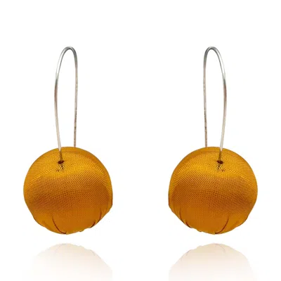 Michael Nash Jewelry Women's Yellow / Orange / Brown Mustard Silk Ball Earrings