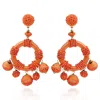 Michael Nash Jewelry Women's Yellow / Orange Coral Silk Hand Beaded Drop Earrings