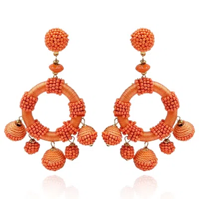 Michael Nash Jewelry Women's Yellow / Orange Coral Silk Hand Beaded Drop Earrings