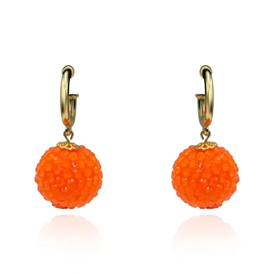 Michael Nash Jewelry Women's Yellow / Orange Faceted Orange Stone Ball Earrings With Clear Resin Coating