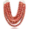 Michael Nash Jewelry Women's Yellow / Orange Multi-strand Coral Resin Bead Necklace With Ivory Vegan Leather Adjustable C