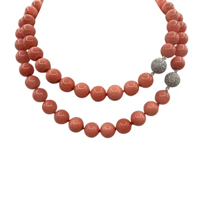 Michael Nash Jewelry Women's Yellow / Orange Shell Based Two Strand Coral Necklaces In Burgundy