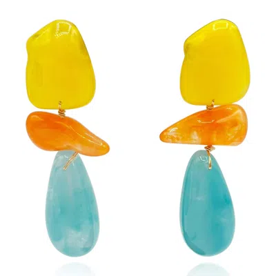 Michael Nash Jewelry Women's Yellow / Orange Yellow And Orange And Turquoise Rockstar Drop Earrings