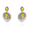 Michael Nash Jewelry Women's Yellow / Silver Starburst Cubic Zirconium Canary Pear Shape Drop Earrings In Multi