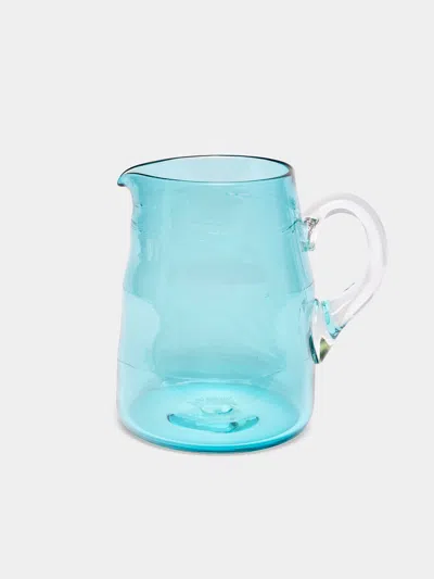 Michael Ruh Coastal Interface Hand-blown Glass Pitcher In Blue