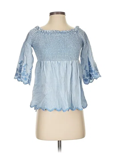 Pre-owned Michael Stars 3/4 Sleeve Blouse In Blue