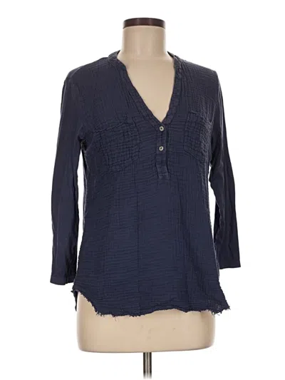 Pre-owned Michael Stars 3/4 Sleeve Blouse In Blue