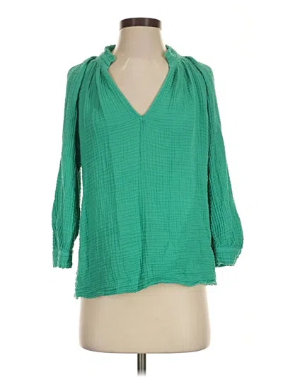 Pre-owned Michael Stars 3/4 Sleeve Blouse In Green