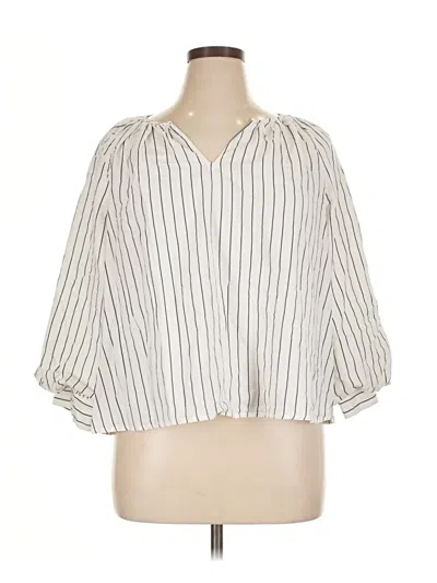 Pre-owned Michael Stars 3/4 Sleeve Blouse In White