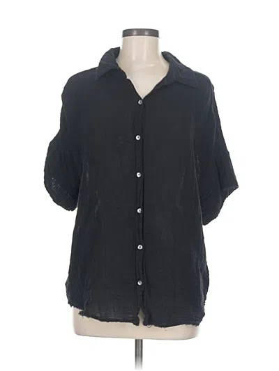 Pre-owned Michael Stars 3/4 Sleeve Button Down Shirt In Black