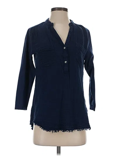 Pre-owned Michael Stars 3/4 Sleeve Button Down Shirt In Blue