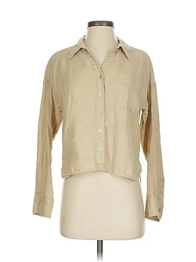 Pre-owned Michael Stars 3/4 Sleeve Button Down Shirt In Brown