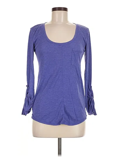Pre-owned Michael Stars 3/4 Sleeve Top Blue Sweetheart Neckline Tops
