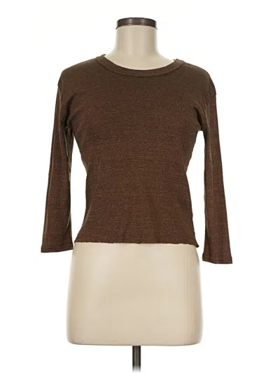 Pre-owned Michael Stars 3/4 Sleeve Top Brown Boatneck Tops