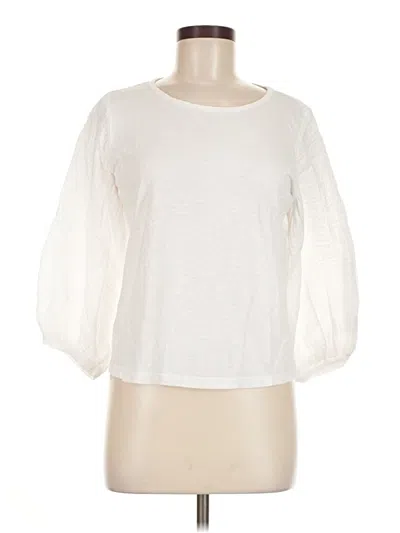 Pre-owned Michael Stars 3/4 Sleeve Top Ivory Boatneck Tops In White