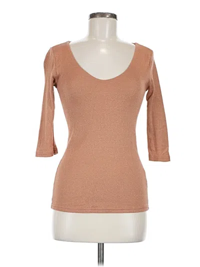 Pre-owned Michael Stars 3/4 Sleeve T-shirt In Brown