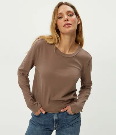 Michael Stars Clarissa Long Sleeve Cotton T-shirt In Brown