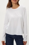 Michael Stars Aiko Rolled Edge Long Sleeve Cotton T-shirt In White