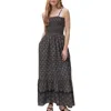 MICHAEL STARS ALEJANDRA SMOCKED MAXI DRESS IN BLACK COMBO