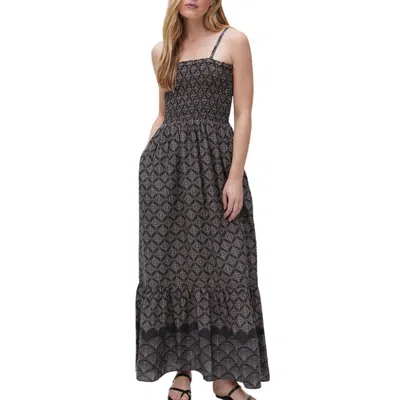 Michael Stars Alejandra Smocked Maxi Dress In Black Combo In Grey