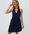 Michael Stars Alessa Split Neck Dress In Nocturnal