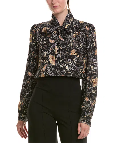 Michael Stars Alexei Printed Pussy Bow Blouse In Multi