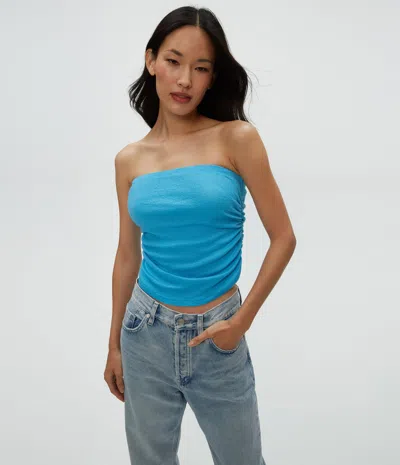Michael Stars Alexis Shine Tube Top In Blue