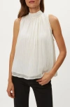Michael Stars Alicia Metallic Stripe Tie Back Sleeveless Top In White
