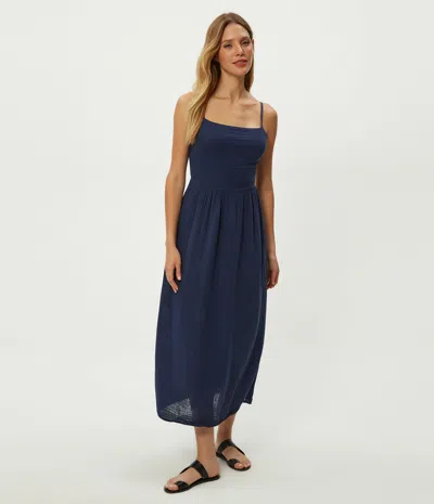 Michael Stars Allora Gauze Dress In Blue