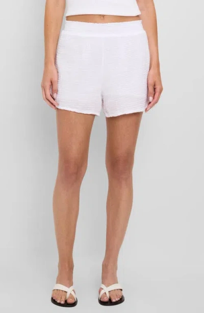 Michael Stars Alva Smocked Gauze Shorts In White