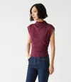 Michael Stars Amara Cropped Power Shoulder Tee In Beetroot