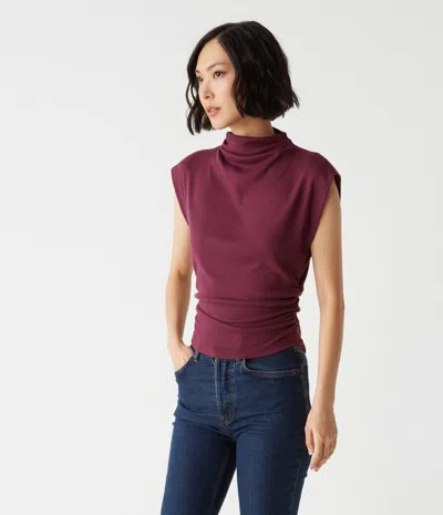 Michael Stars Amara Cropped Power Shoulder Tee In Beetroot