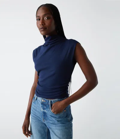 Michael Stars Amara Cropped Power Shoulder Tee In Chk