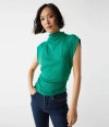Michael Stars Amara Cropped Power Shoulder Tee In Peppermint