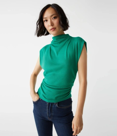 Michael Stars Amara Cropped Power Shoulder Tee In Peppermint