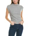 MICHAEL STARS AMARA MOCK NECK POWER SHOULDER TOP