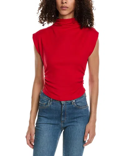 Michael Stars Amara Ribbed Power Shoulder Tee In Oxd