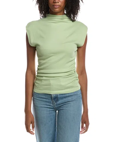 Michael Stars Amara Mock Neck Powershoulder Top In Green
