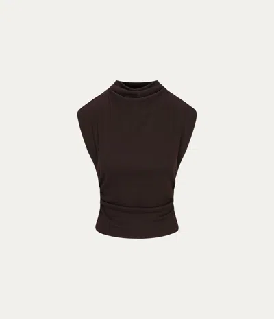 Michael Stars Amara Ribbed Power Shoulder Tee In Jav